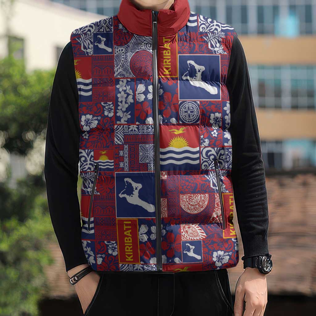 Kiribati Tekeraoi n te Kiritimati Sleeveless Puffer Jacket Pacific Patchwork Xmas Vibes - Polynesian Pride