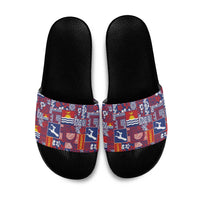 Kiribati Tekeraoi n te Kiritimati Slide Sandals Pacific Patchwork Xmas Vibes - Polynesian Pride