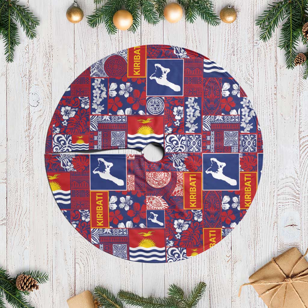 Kiribati Tekeraoi n te Kiritimati Tree Skirt Pacific Patchwork Xmas Vibes LT9 Casual Red - Polynesian Pride