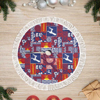 Kiribati Tekeraoi n te Kiritimati Tree Skirt Pacific Patchwork Xmas Vibes LT9 Fringed Red - Polynesian Pride