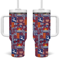 Kiribati Tekeraoi n te Kiritimati Tumbler With Handle Pacific Patchwork Xmas Vibes - Polynesian Pride
