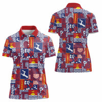 Kiribati Tekeraoi n te Kiritimati Women Polo Shirt Pacific Patchwork Xmas Vibes - Polynesian Pride