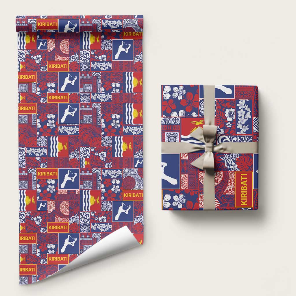 Kiribati Tekeraoi n te Kiritimati Wrapping Paper Pacific Patchwork Xmas Vibes LT9 58" × 23" Red - Polynesian Pride