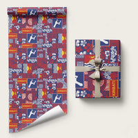 Kiribati Tekeraoi n te Kiritimati Wrapping Paper Pacific Patchwork Xmas Vibes LT9 58" × 23" Red - Polynesian Pride