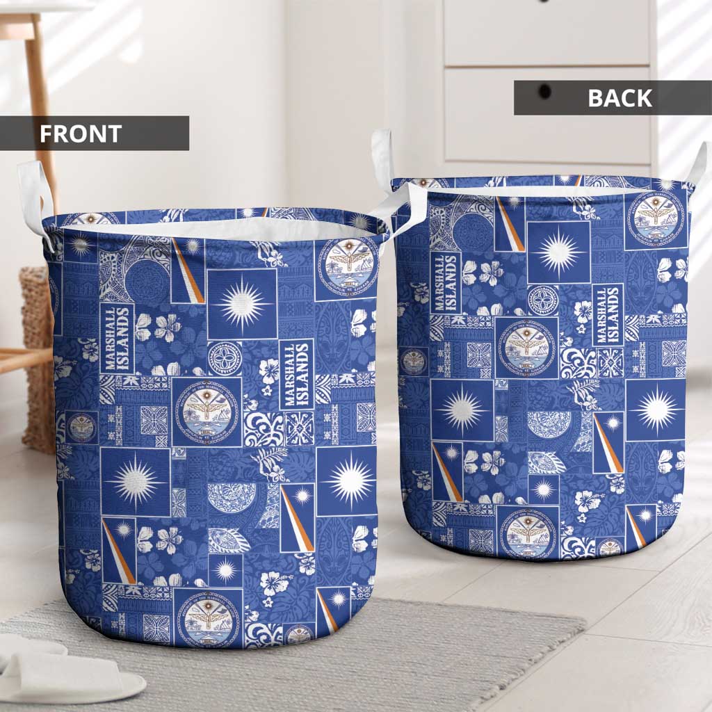 Marshall Islands Merry Christmas Laundry Basket Pacific Patchwork Xmas Vibes - Polynesian Pride