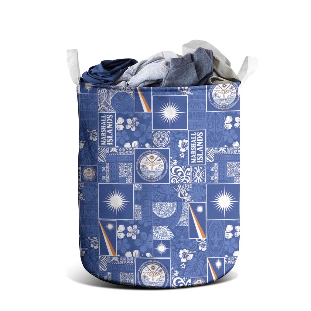 Marshall Islands Merry Christmas Laundry Basket Pacific Patchwork Xmas Vibes - Polynesian Pride