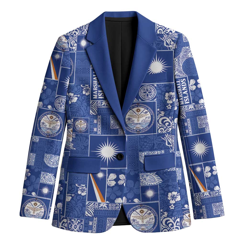 Marshall Islands Merry Christmas Blazer Pacific Patchwork Xmas Vibes - Polynesian Pride