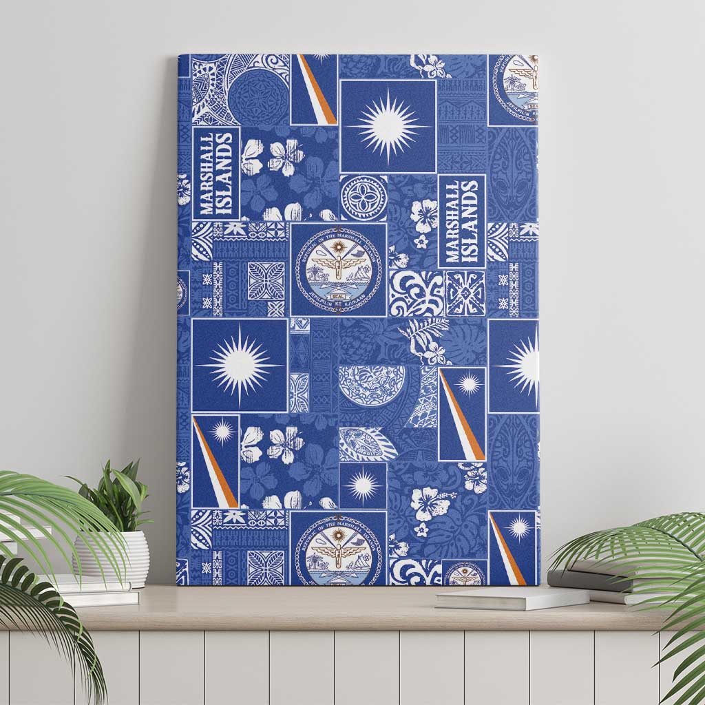 Marshall Islands Merry Christmas Canvas Wall Art Pacific Patchwork Xmas Vibes - Polynesian Pride