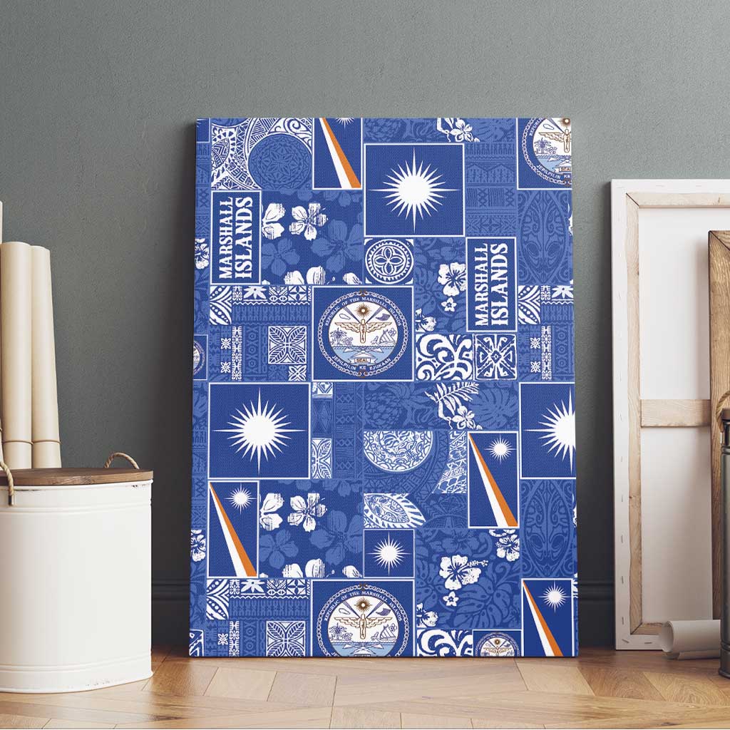 Marshall Islands Merry Christmas Canvas Wall Art Pacific Patchwork Xmas Vibes - Polynesian Pride