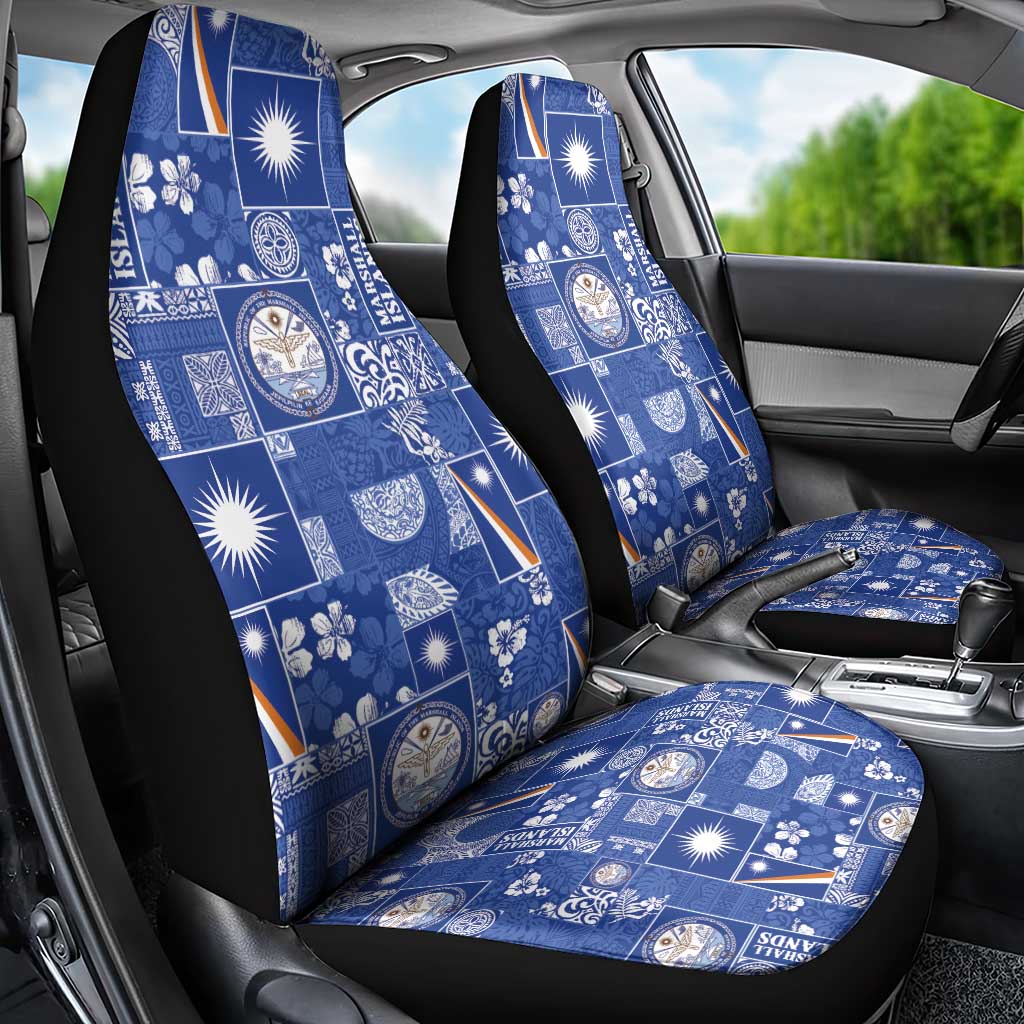 Marshall Islands Merry Christmas Car Seat Cover Pacific Patchwork Xmas Vibes - Polynesian Pride