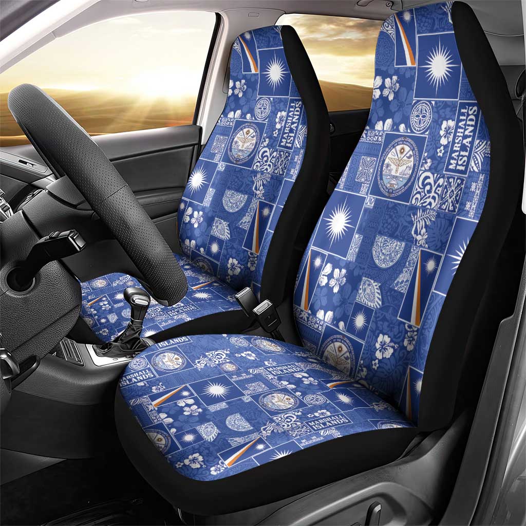 Marshall Islands Merry Christmas Car Seat Cover Pacific Patchwork Xmas Vibes - Polynesian Pride