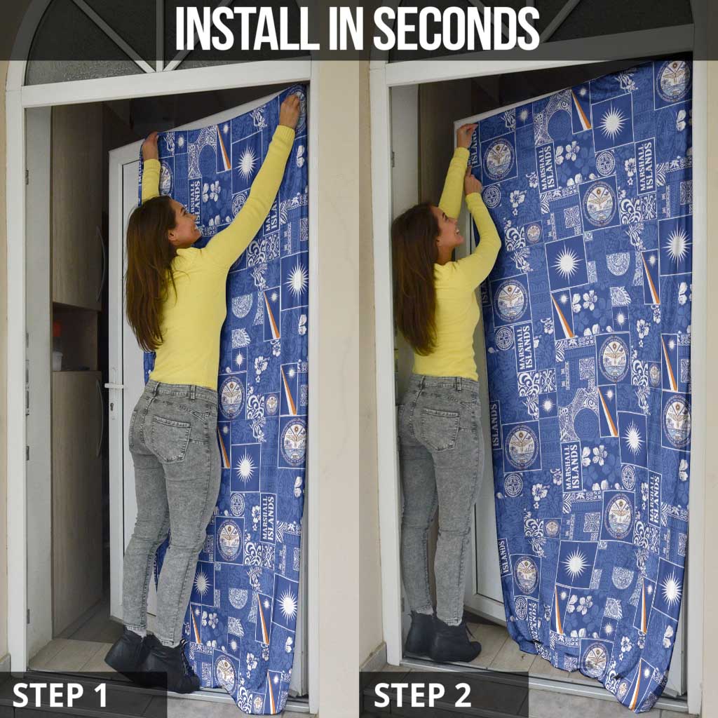 Marshall Islands Merry Christmas Door Cover Pacific Patchwork Xmas Vibes - Polynesian Pride