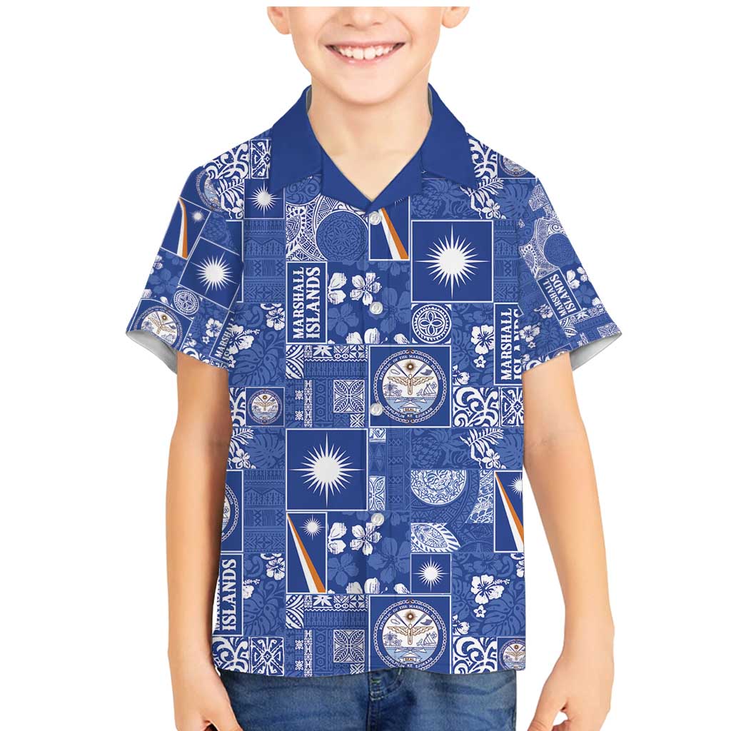 Marshall Islands Merry Christmas Family Matching Mermaid Dress and Hawaiian Shirt Pacific Patchwork Xmas Vibes - Polynesian Pride