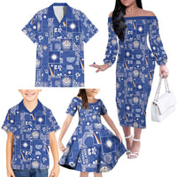 Marshall Islands Merry Christmas Family Matching Off The Shoulder Long Sleeve Dress and Hawaiian Shirt Pacific Patchwork Xmas Vibes - Polynesian Pride