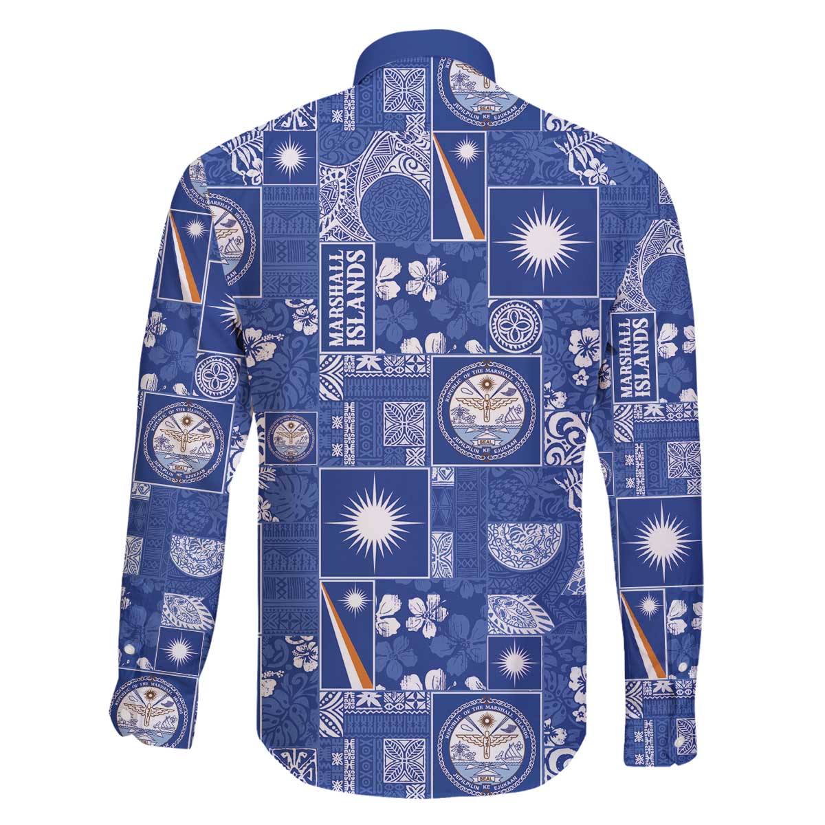 Marshall Islands Merry Christmas Family Matching Off The Shoulder Long Sleeve Dress and Hawaiian Shirt Pacific Patchwork Xmas Vibes - Polynesian Pride