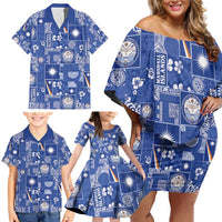 Marshall Islands Merry Christmas Family Matching Off Shoulder Short Dress and Hawaiian Shirt Pacific Patchwork Xmas Vibes - Polynesian Pride