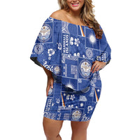 Marshall Islands Merry Christmas Family Matching Off Shoulder Short Dress and Hawaiian Shirt Pacific Patchwork Xmas Vibes - Polynesian Pride