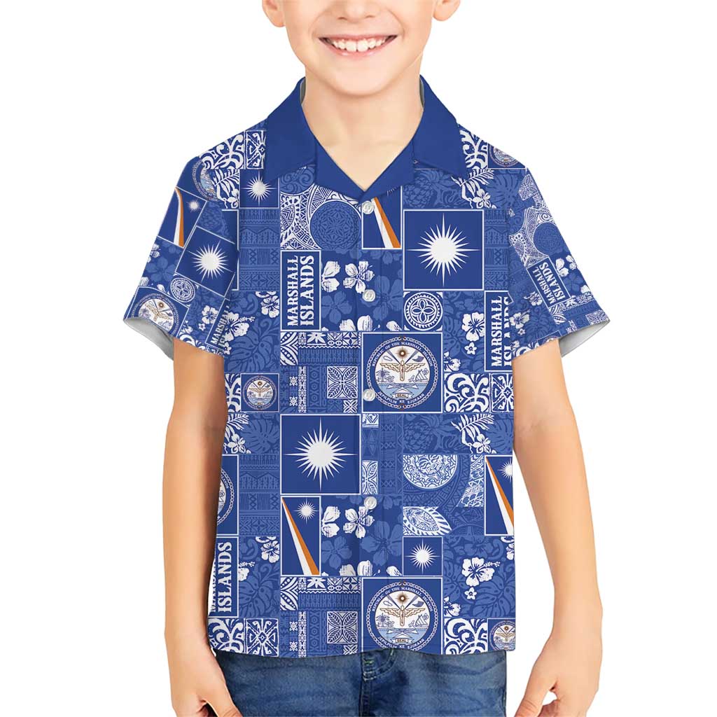 Marshall Islands Merry Christmas Family Matching Short Sleeve Bodycon Dress and Hawaiian Shirt Pacific Patchwork Xmas Vibes - Polynesian Pride