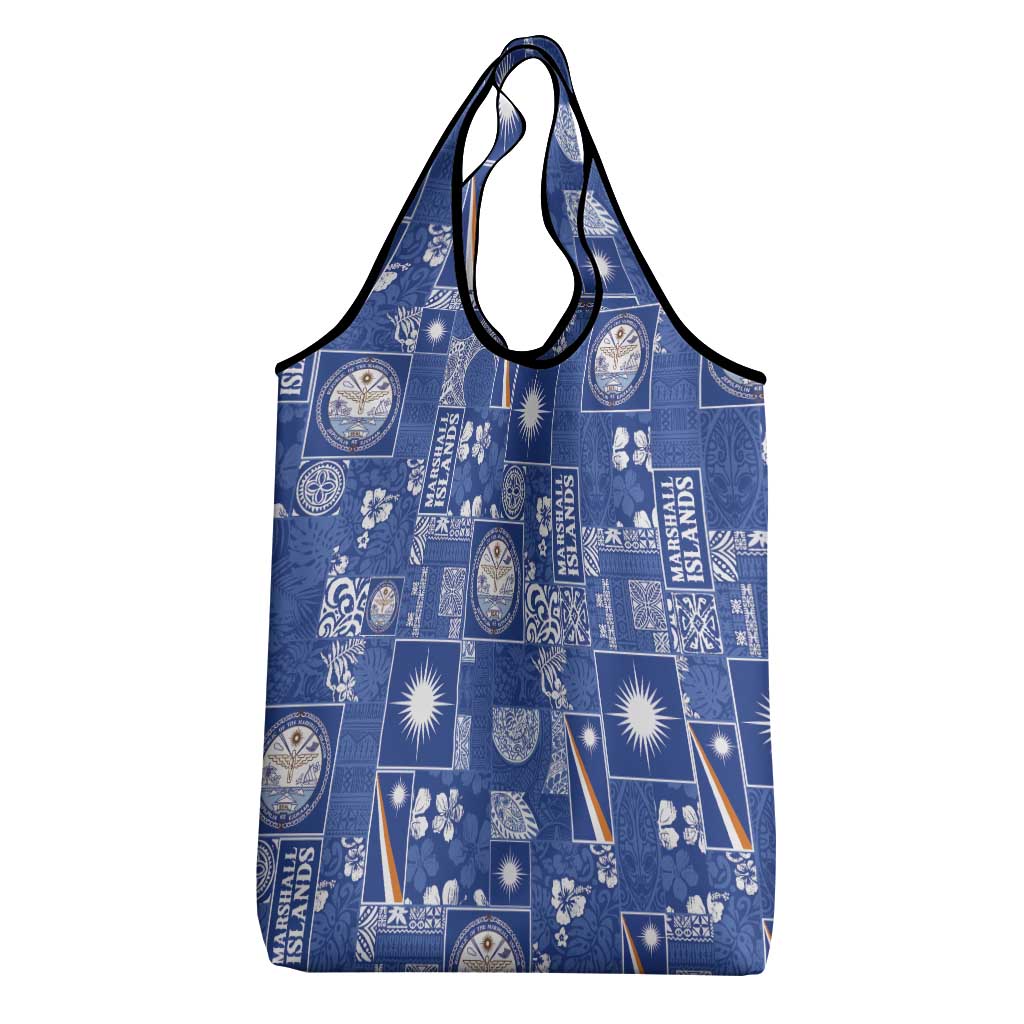 Marshall Islands Merry Christmas Grocery Bag Pacific Patchwork Xmas Vibes - Polynesian Pride