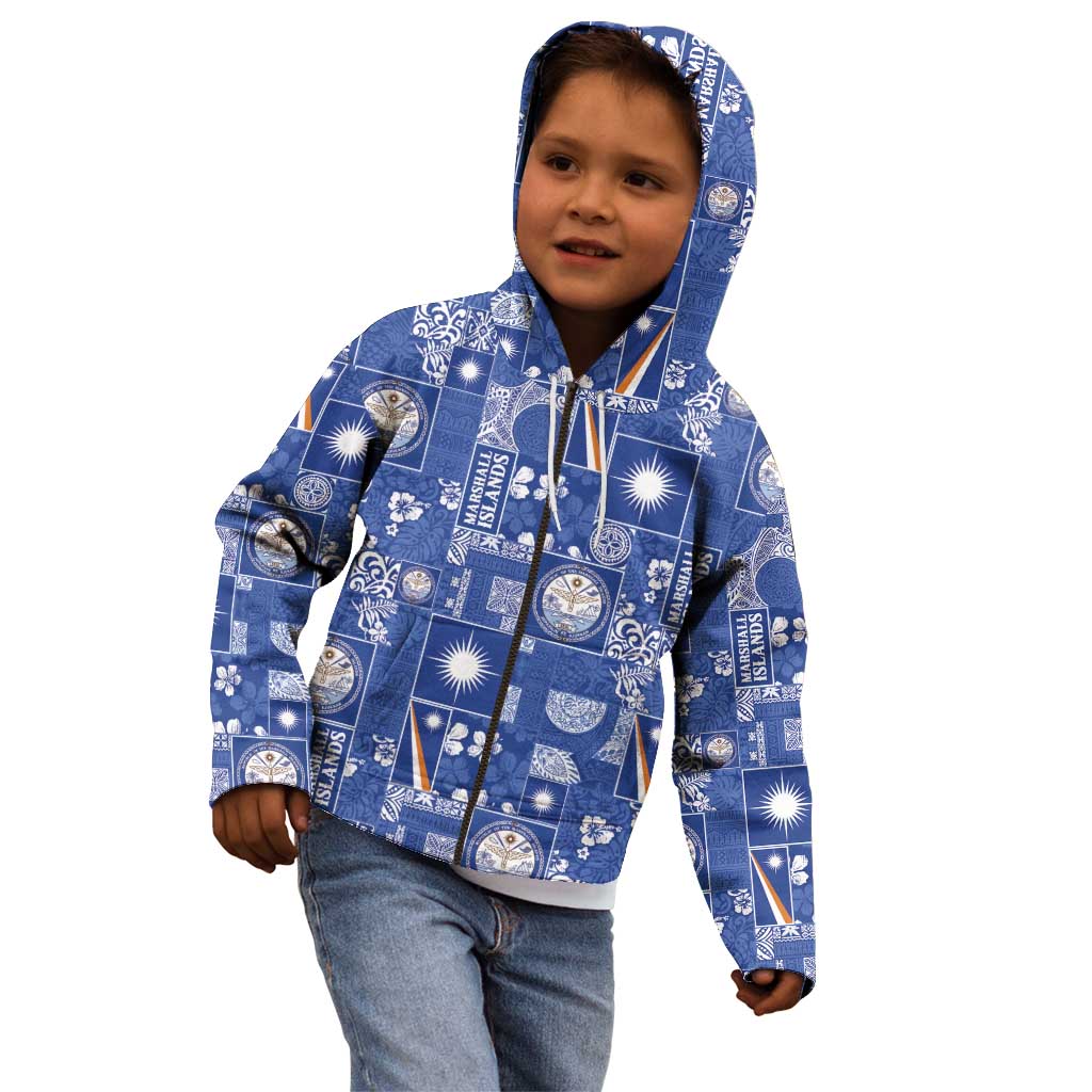 Marshall Islands Merry Christmas Kid Hoodie Pacific Patchwork Xmas Vibes - Polynesian Pride