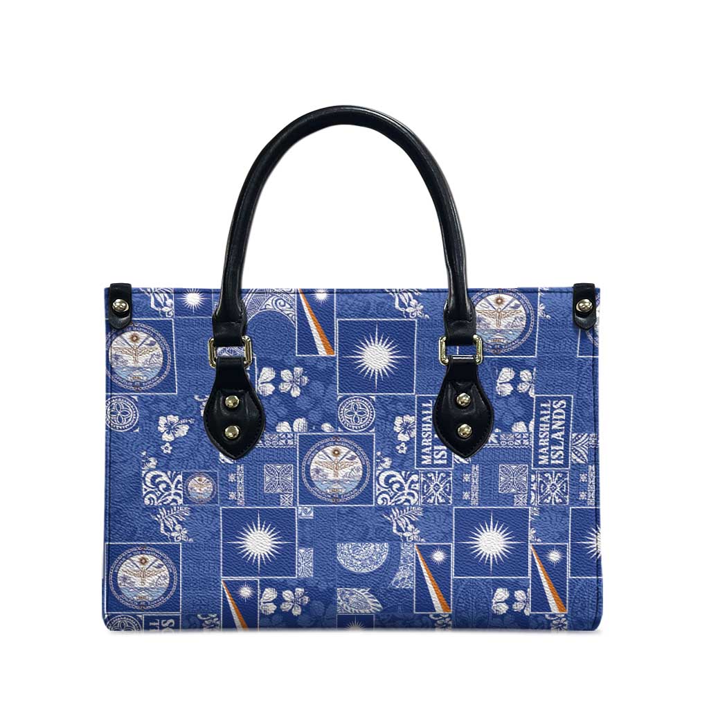 Marshall Islands Merry Christmas Leather Bag Pacific Patchwork Xmas Vibes - Polynesian Pride