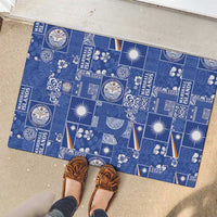 Marshall Islands Merry Christmas Rubber Doormat Pacific Patchwork Xmas Vibes - Polynesian Pride