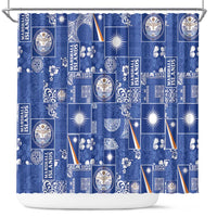 Marshall Islands Merry Christmas Shower Curtain Pacific Patchwork Xmas Vibes - Polynesian Pride