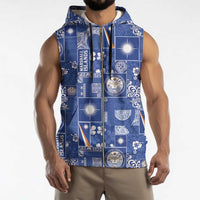 Marshall Islands Merry Christmas Sleeveless Zip Hoodie Pacific Patchwork Xmas Vibes - Polynesian Pride