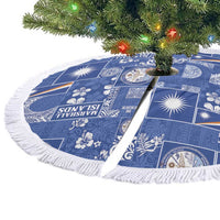 Marshall Islands Merry Christmas Tree Skirt Pacific Patchwork Xmas Vibes - Polynesian Pride