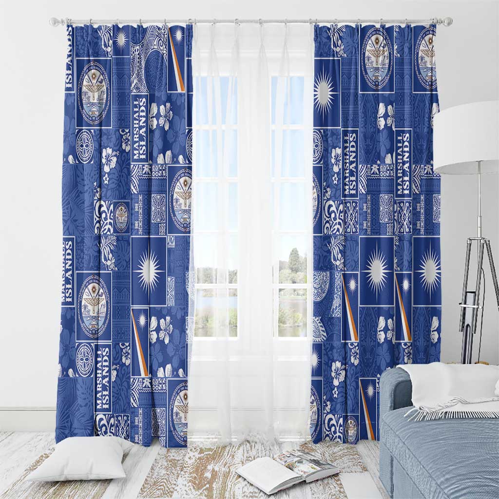 Marshall Islands Merry Christmas Window Curtain Pacific Patchwork Xmas Vibes - Polynesian Pride