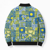 Palau Ungil Kurismas Bomber Puffer Jacket Pacific Patchwork Xmas Vibes - Polynesian Pride