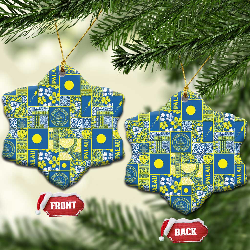 Palau Ungil Kurismas Ceramic Ornament Pacific Patchwork Xmas Vibes - Polynesian Pride