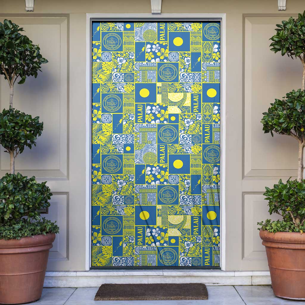 Palau Ungil Kurismas Door Cover Pacific Patchwork Xmas Vibes - Polynesian Pride