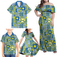 Palau Ungil Kurismas Family Matching Off Shoulder Maxi Dress and Hawaiian Shirt Pacific Patchwork Xmas Vibes - Polynesian Pride