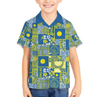 Palau Ungil Kurismas Family Matching Off Shoulder Maxi Dress and Hawaiian Shirt Pacific Patchwork Xmas Vibes - Polynesian Pride