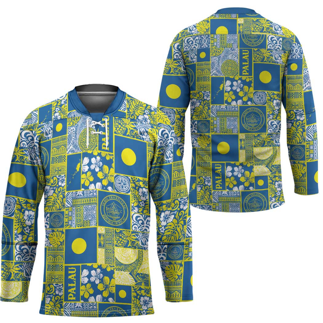 Palau Ungil Kurismas Hockey Jersey Pacific Patchwork Xmas Vibes - Polynesian Pride