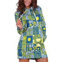 Palau Ungil Kurismas Hoodie Dress Pacific Patchwork Xmas Vibes - Polynesian Pride