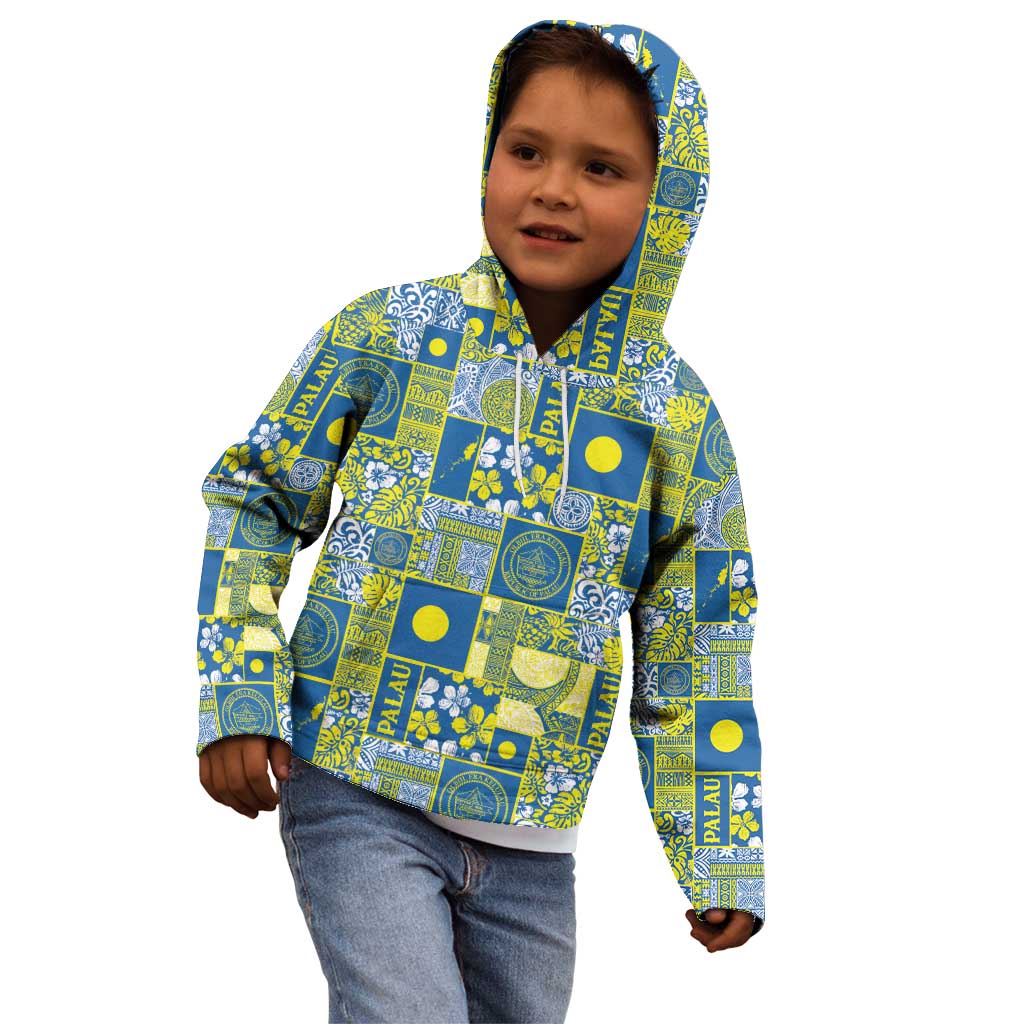 Palau Ungil Kurismas Kid Hoodie Pacific Patchwork Xmas Vibes - Polynesian Pride