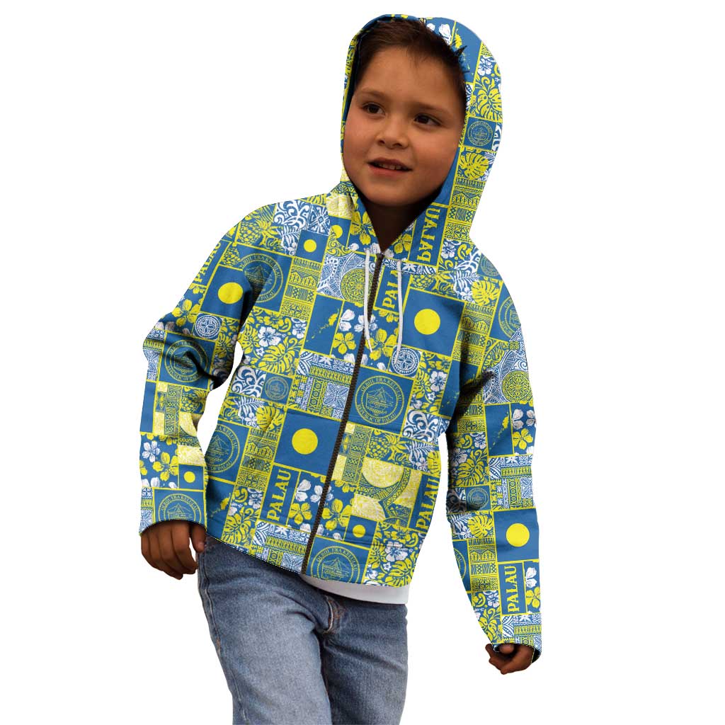 Palau Ungil Kurismas Kid Hoodie Pacific Patchwork Xmas Vibes - Polynesian Pride