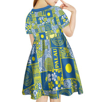Palau Ungil Kurismas Kid Short Sleeve Dress Pacific Patchwork Xmas Vibes - Polynesian Pride