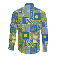 Palau Ungil Kurismas Long Sleeve Button Shirt Pacific Patchwork Xmas Vibes - Polynesian Pride