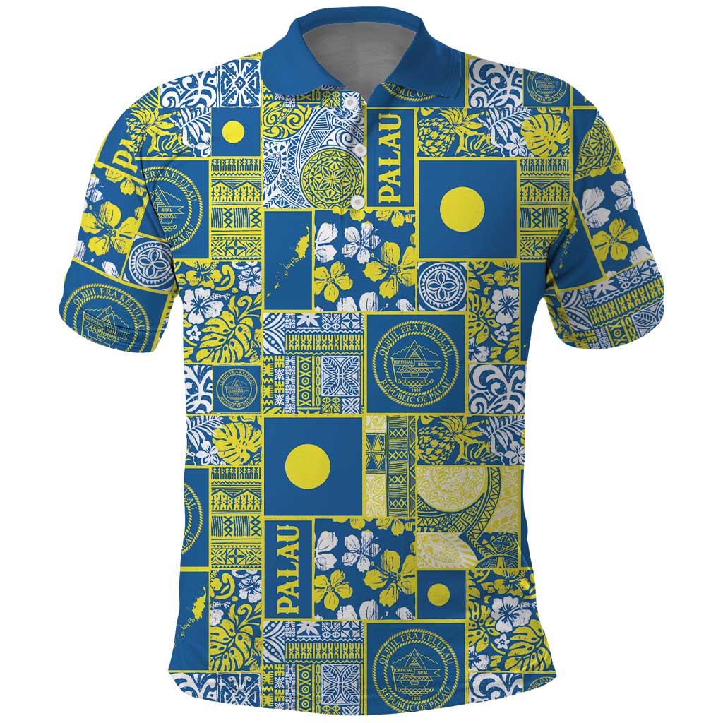 Palau Ungil Kurismas Polo Shirt Pacific Patchwork Xmas Vibes - Polynesian Pride
