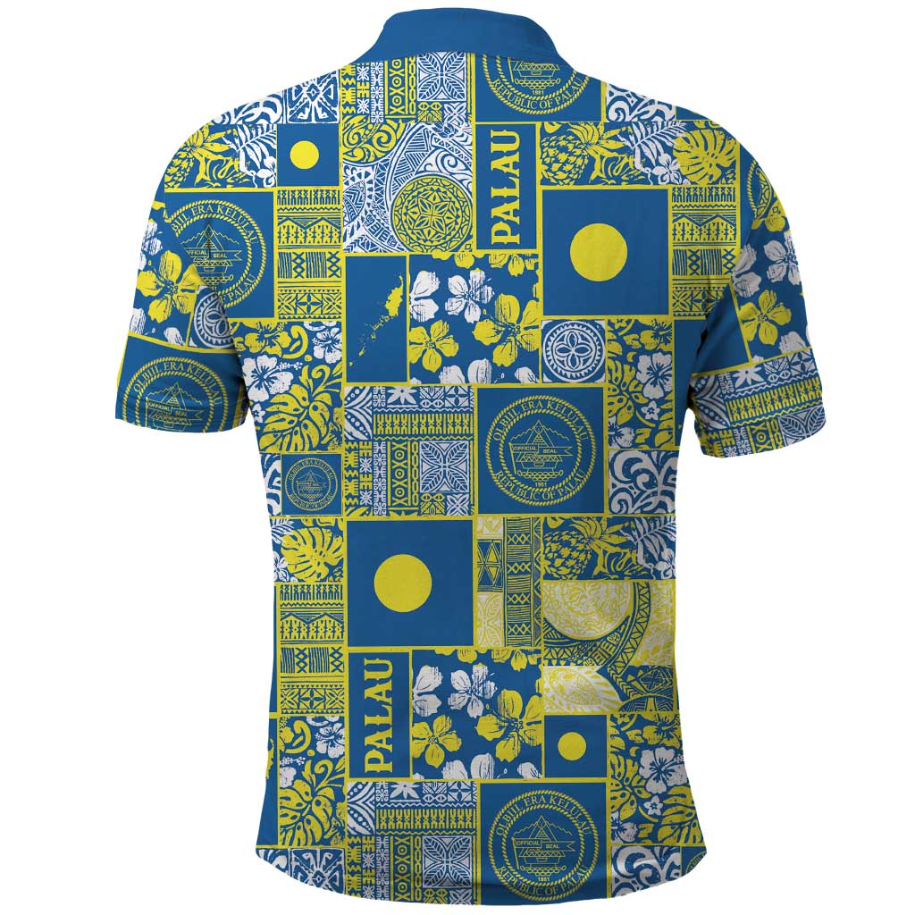 Palau Ungil Kurismas Polo Shirt Pacific Patchwork Xmas Vibes - Polynesian Pride