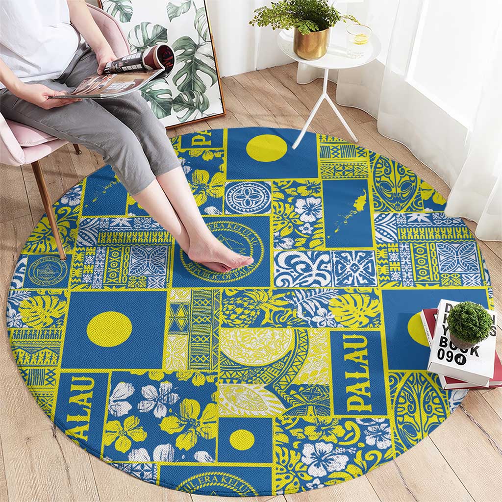 Palau Ungil Kurismas Round Carpet Pacific Patchwork Xmas Vibes - Polynesian Pride