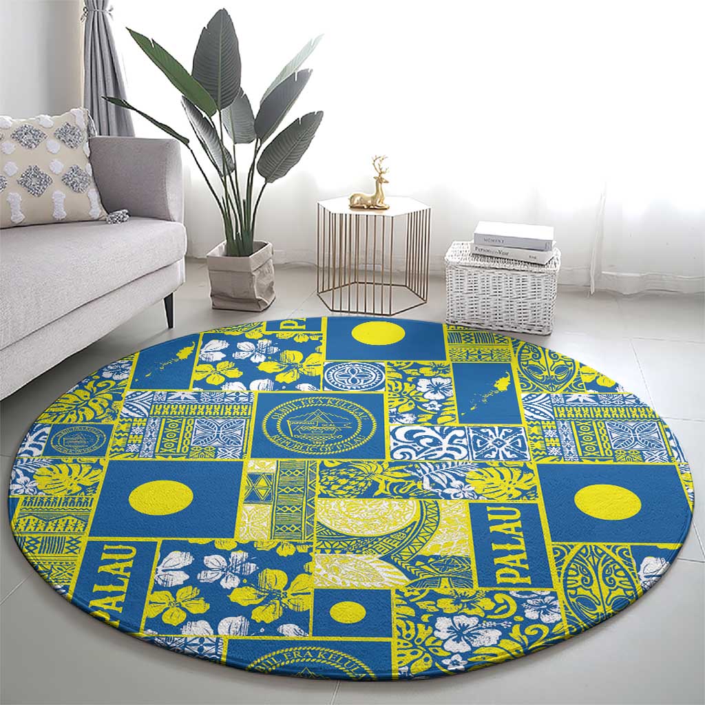 Palau Ungil Kurismas Round Carpet Pacific Patchwork Xmas Vibes - Polynesian Pride