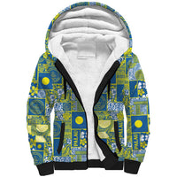 Palau Ungil Kurismas Sherpa Hoodie Pacific Patchwork Xmas Vibes - Polynesian Pride