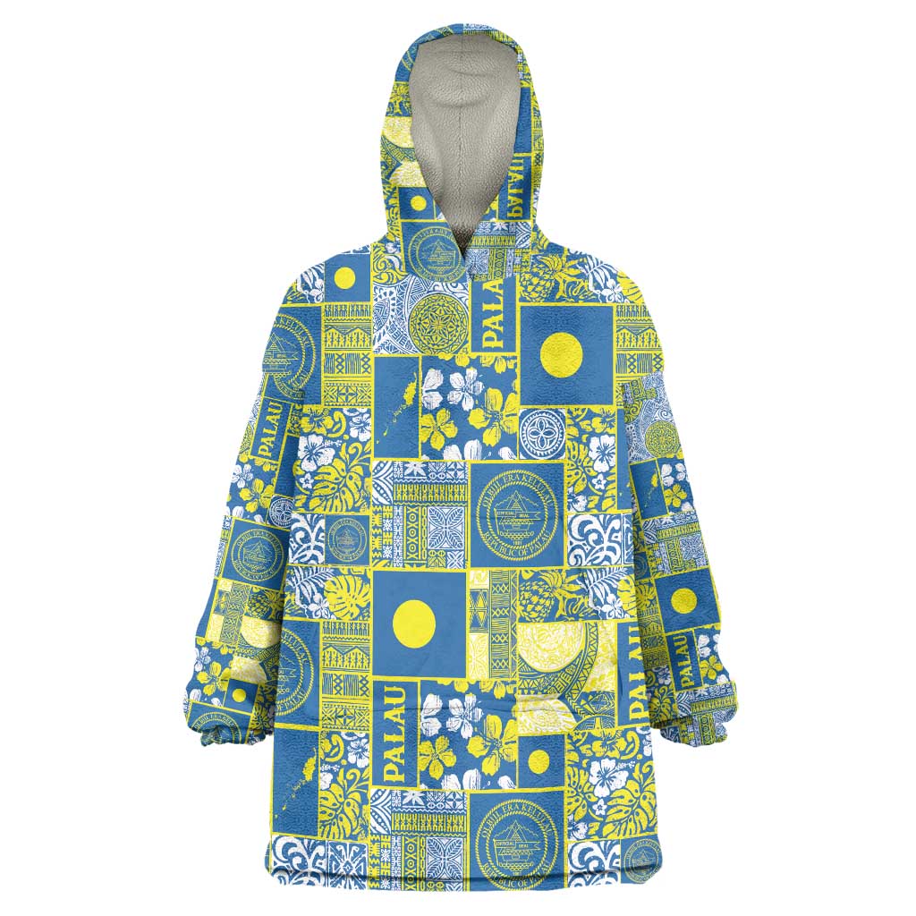 Palau Ungil Kurismas Wearable Blanket Hoodie Pacific Patchwork Xmas Vibes - Polynesian Pride