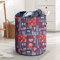 Red Samoa Manuia Le Kerisimasi Laundry Basket Pacific Patchwork Xmas Vibes LT9 Red - Polynesian Pride