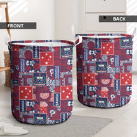 Red Samoa Manuia Le Kerisimasi Laundry Basket Pacific Patchwork Xmas Vibes LT9 - Polynesian Pride