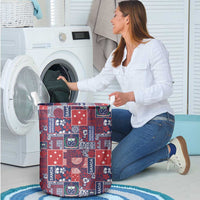 Red Samoa Manuia Le Kerisimasi Laundry Basket Pacific Patchwork Xmas Vibes LT9 - Polynesian Pride